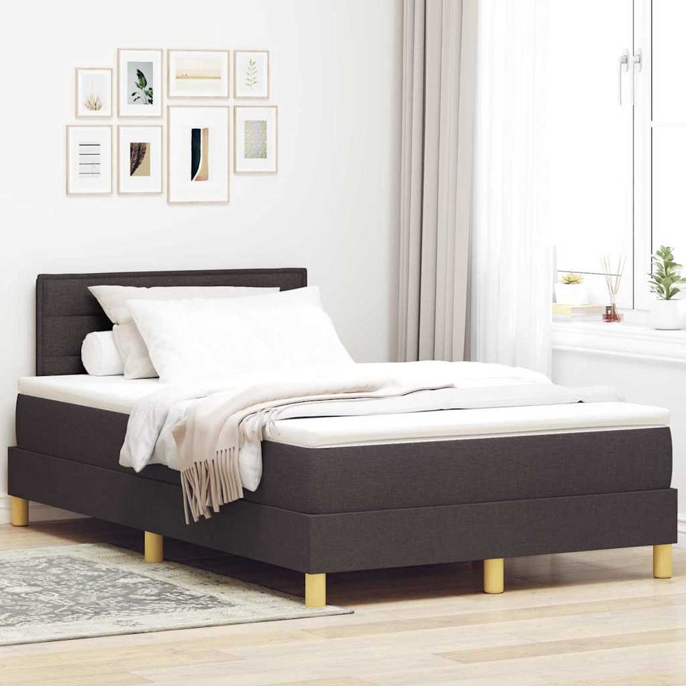 vidaXL Box Spring Bed with Pillows Dark Brown 120 x 190 cm Fabric