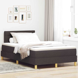 vidaXL Box Spring Bed with Pillows Dark Brown 120 x 190 cm Fabric