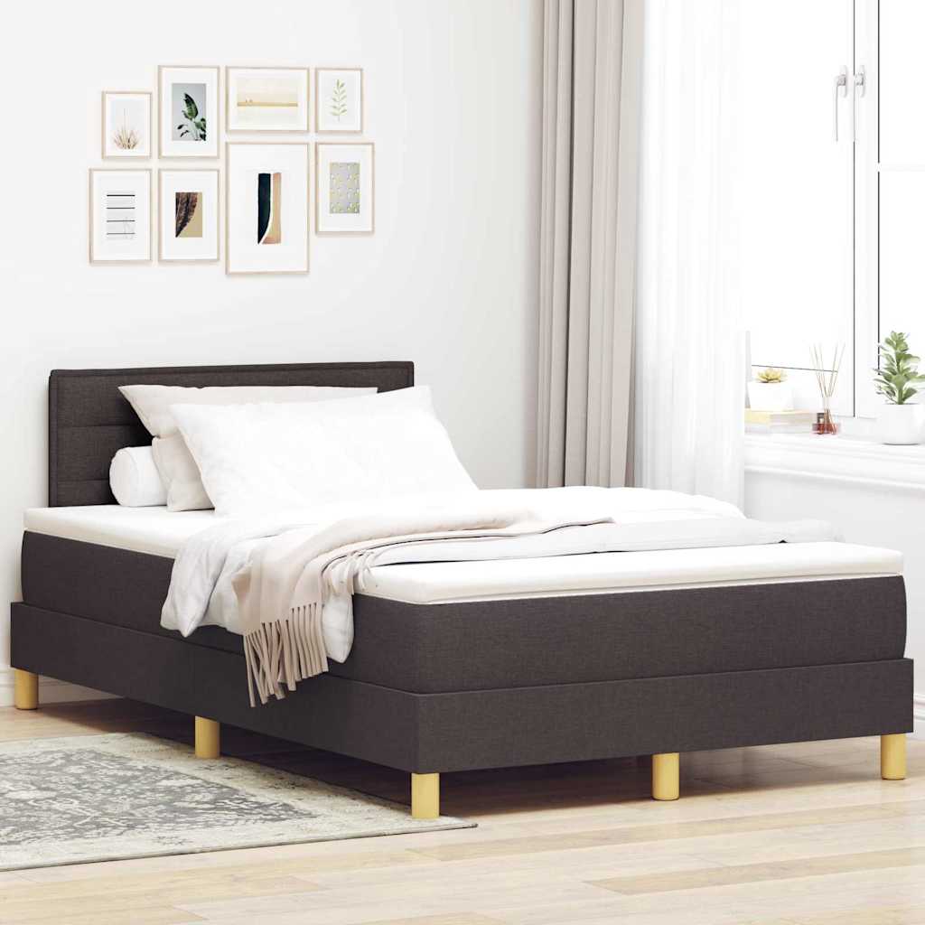 vidaXL Box Spring Bed with Pillows Dark Brown 120 x 190 cm Fabric