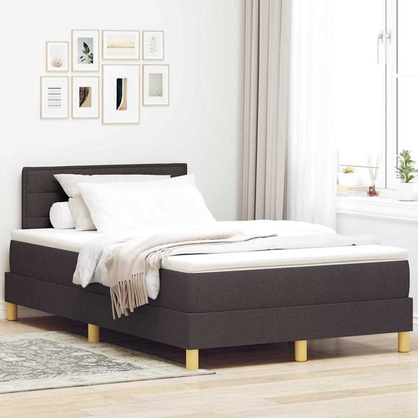 vidaXL Box Spring Bed with Pillows Dark Brown 120 x 190 cm Fabric