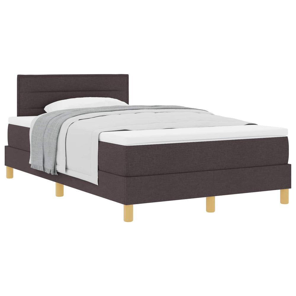 vidaXL Box Spring Bed with Pillows Dark Brown 120 x 190 cm Fabric