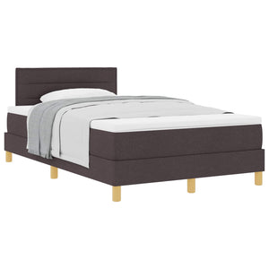 vidaXL Box Spring Bed with Pillows Dark Brown 120 x 190 cm Fabric