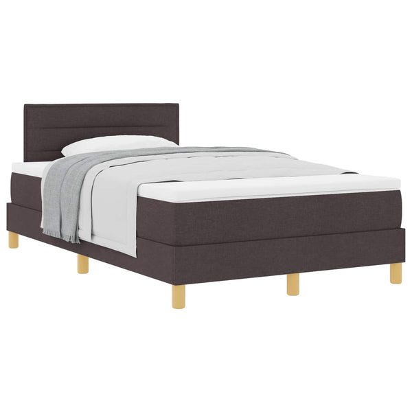 vidaXL Box Spring Bed with Pillows Dark Brown 120 x 190 cm Fabric
