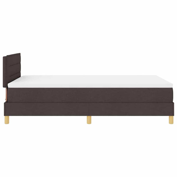 vidaXL Box Spring Bed with Pillows Dark Brown 120 x 190 cm Fabric