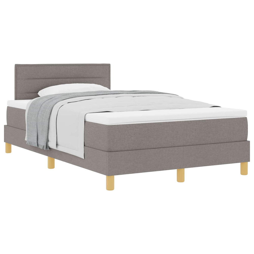 vidaXL Box Spring Bed with Cushions and Headboard Taupe 120 x 190 cm Fabric