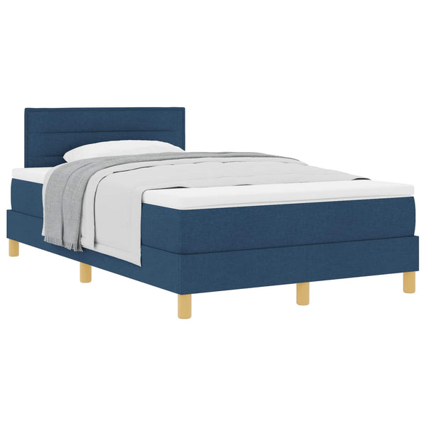 vidaXL Box Spring Bed with Pillows and Headboard Blue 120 x 190 cm Fabric