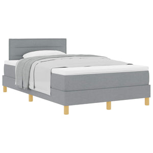 vidaXL Box Spring Bed with Pillows Light Grey 120 x 200 cm Fabric