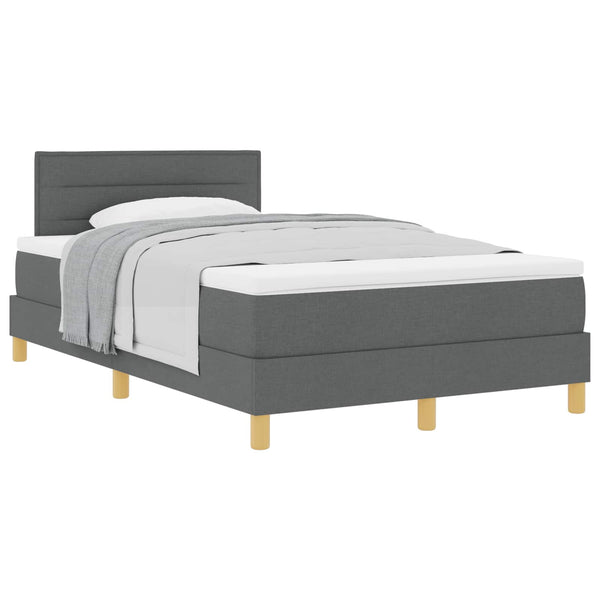 vidaXL Box Spring Bed with Pillows Dark Grey 120 x 200 cm Fabric