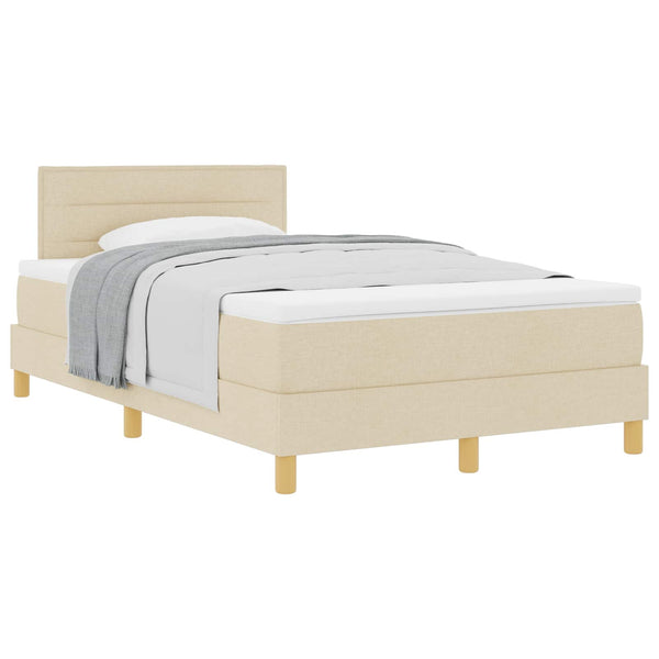 vidaXL Box Spring Bed with Pillows and Headboard Cream 120 x 200 cm Fabric