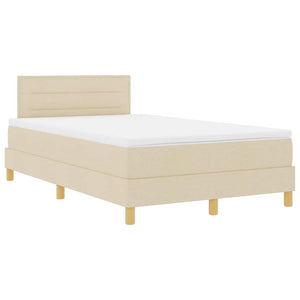 vidaXL Box Spring Bed with Pillows and Headboard Cream 120 x 200 cm Fabric