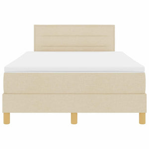 vidaXL Box Spring Bed with Pillows and Headboard Cream 120 x 200 cm Fabric