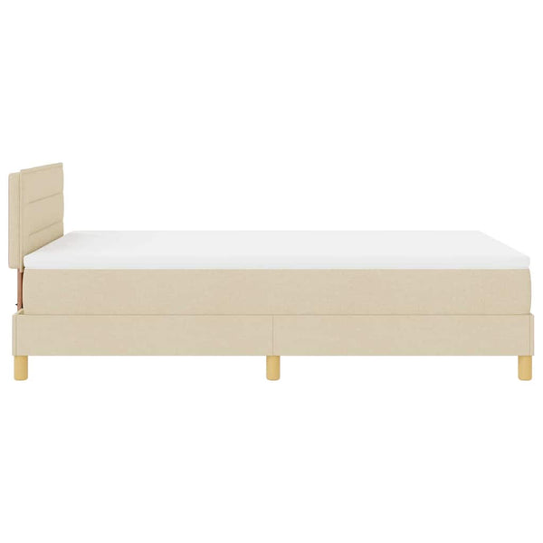 vidaXL Box Spring Bed with Pillows and Headboard Cream 120 x 200 cm Fabric