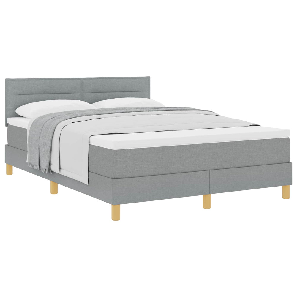 vidaXL Box Spring Bed with Pillows Light Grey 140 x 190 cm Fabric