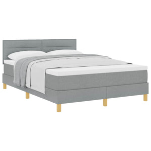 vidaXL Box Spring Bed with Pillows Light Grey 140 x 190 cm Fabric
