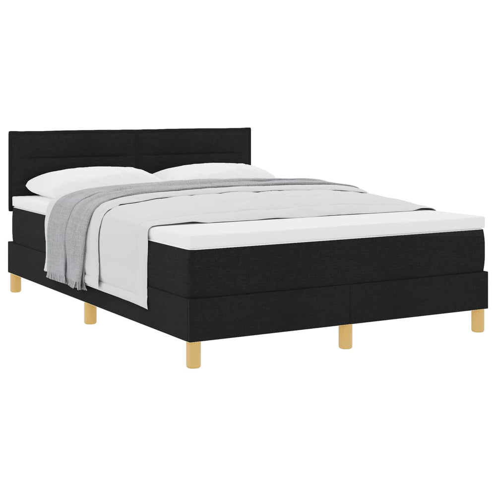 vidaXL Box Spring Bed with Pillows Black 140 x 190 cm Fabric