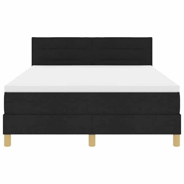 vidaXL Box Spring Bed with Pillows Black 140 x 190 cm Fabric
