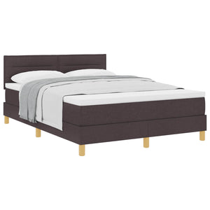 vidaXL Box Spring Bed with Pillows Dark Brown 140 x 190 cm Fabric