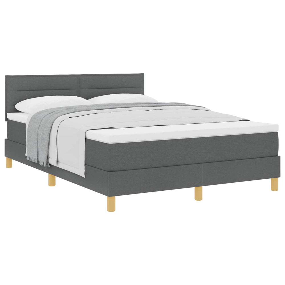 vidaXL Box Spring Bed with Pillows Dark Grey 140 x 200 cm Fabric