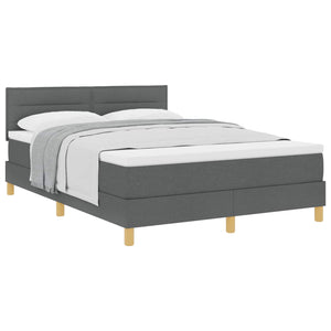 vidaXL Box Spring Bed with Pillows Dark Grey 140 x 200 cm Fabric