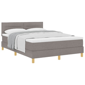 vidaXL Box Spring Bed with Pillows and Headboard Taupe 140 x 200 cm Fabric