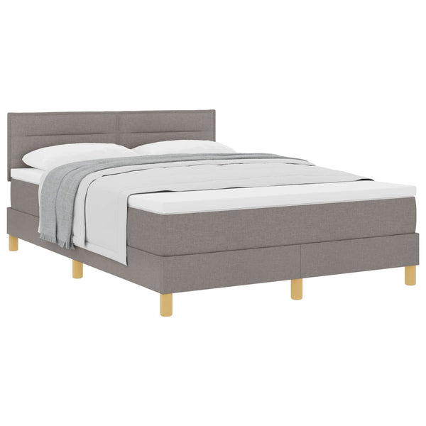 vidaXL Box Spring Bed with Pillows and Headboard Taupe 140 x 200 cm Fabric