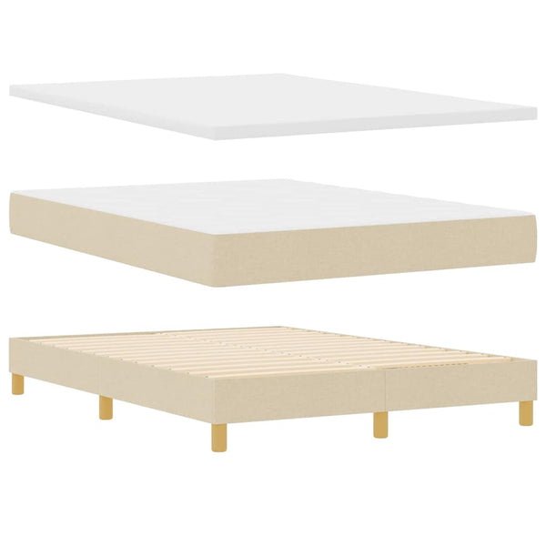 vidaXL Box Spring Bed with Pillows and Headboard Cream 140 x 200 cm Fabric