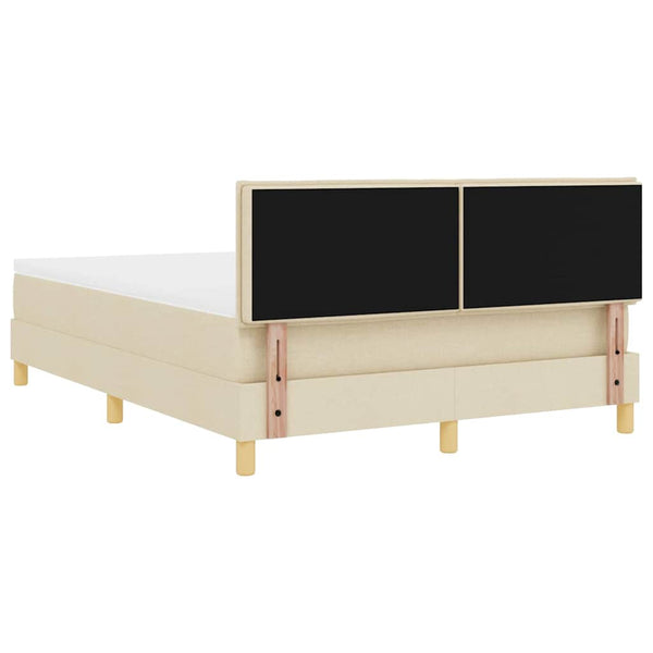 vidaXL Box Spring Bed with Pillows and Headboard Cream 140 x 200 cm Fabric
