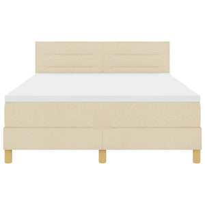 vidaXL Box Spring Bed with Pillows and Headboard Cream 140 x 200 cm Fabric