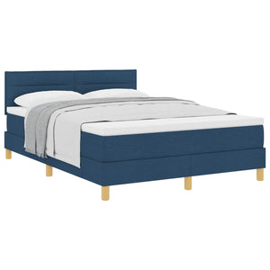 vidaXL Box Spring Bed with Pillows and Headboard Blue 140 x 200 cm Fabric