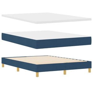 vidaXL Box Spring Bed with Pillows and Headboard Blue 140 x 200 cm Fabric