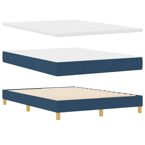 vidaXL Box Spring Bed with Pillows and Headboard Blue 140 x 200 cm Fabric