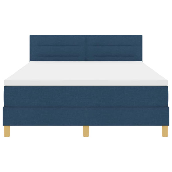 vidaXL Box Spring Bed with Pillows and Headboard Blue 140 x 200 cm Fabric