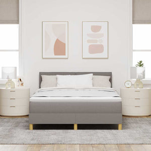 vidaXL Box Spring Bed with Pillows and Headboard Taupe 160 x 200 cm Fabric