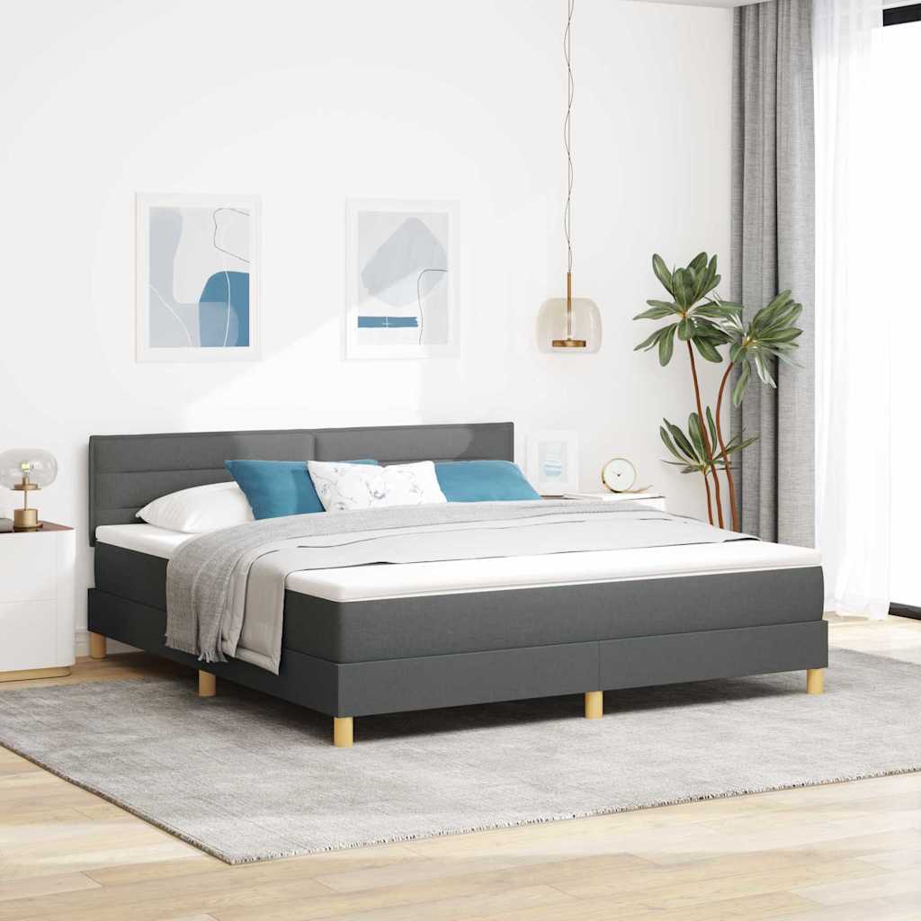 vidaXL Box Spring Bed with Pillows Dark Grey 180 x 200 cm Fabric