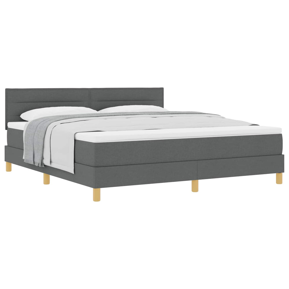vidaXL Box Spring Bed with Pillows Dark Grey 180 x 200 cm Fabric