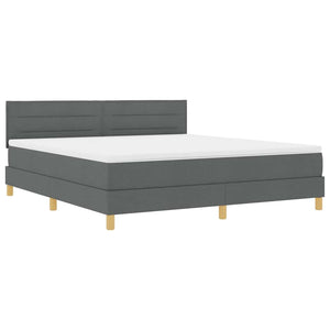 vidaXL Box Spring Bed with Pillows Dark Grey 180 x 200 cm Fabric