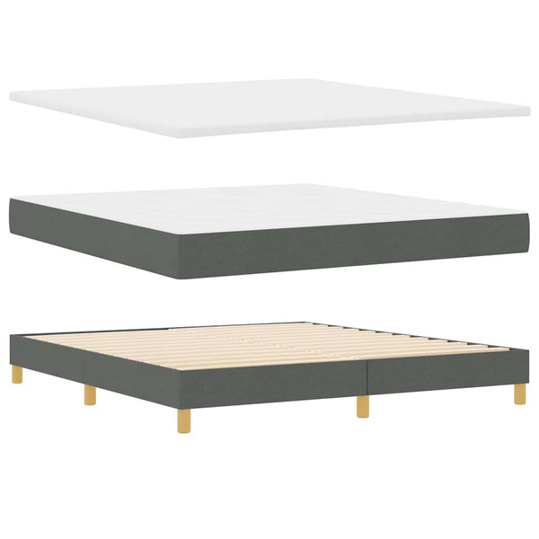 vidaXL Box Spring Bed with Pillows Dark Grey 180 x 200 cm Fabric
