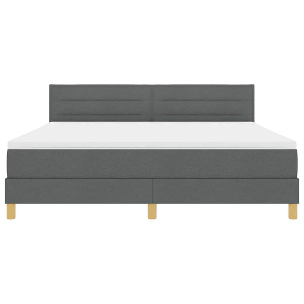 vidaXL Box Spring Bed with Pillows Dark Grey 180 x 200 cm Fabric