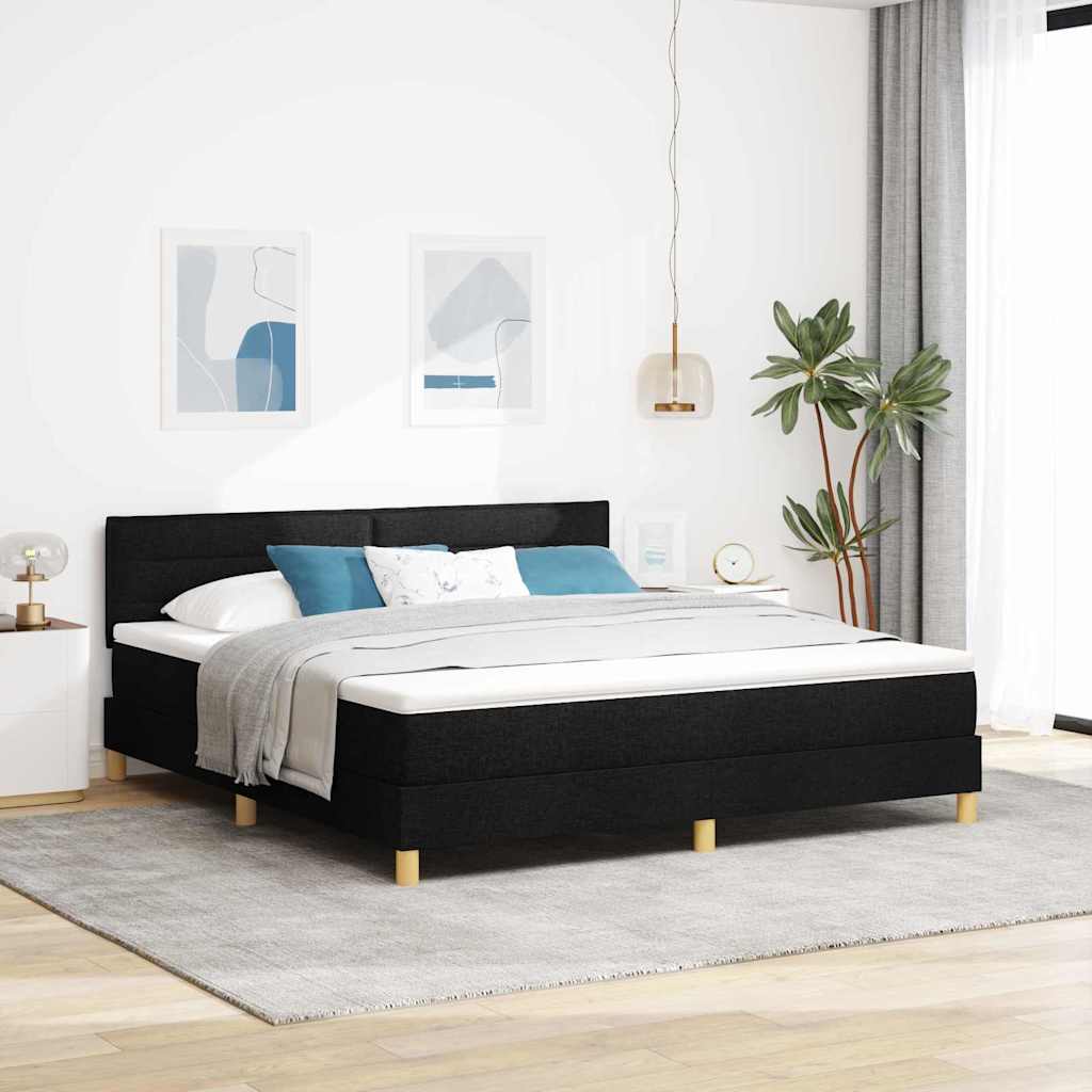 vidaXL Box Spring Bed with Pillows Black 180 x 200 cm Fabric