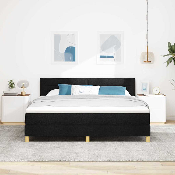 vidaXL Box Spring Bed with Pillows Black 180 x 200 cm Fabric