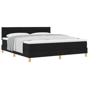 vidaXL Box Spring Bed with Pillows Black 180 x 200 cm Fabric