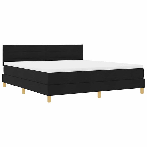 vidaXL Box Spring Bed with Pillows Black 180 x 200 cm Fabric
