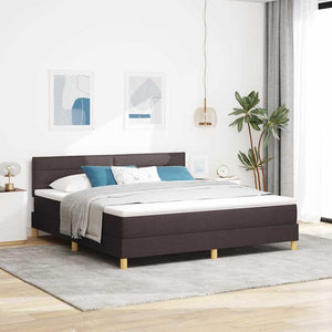vidaXL Box Spring Bed with Pillows Dark Brown 180 x 200 cm Fabric