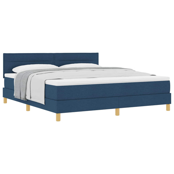 vidaXL Box Spring Bed with Pillows and Headboard Blue 180 x 200 cm Fabric