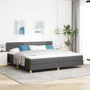 vidaXL Box Spring Bed with Pillows Dark Gray 200 x 200 cm Fabric