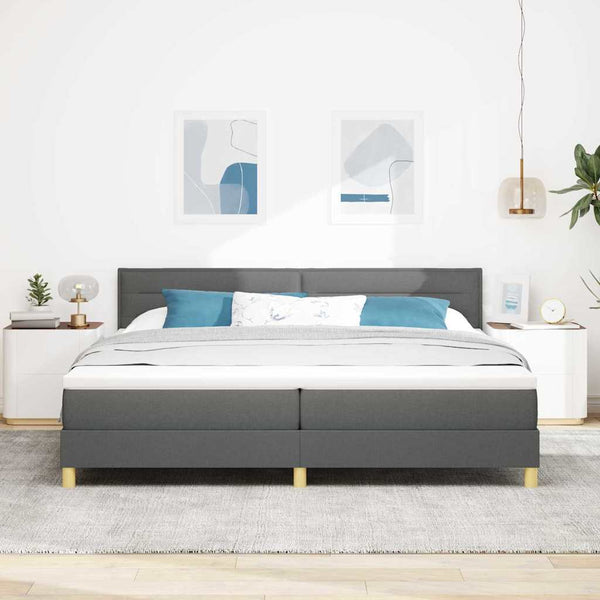 vidaXL Box Spring Bed with Pillows Dark Gray 200 x 200 cm Fabric