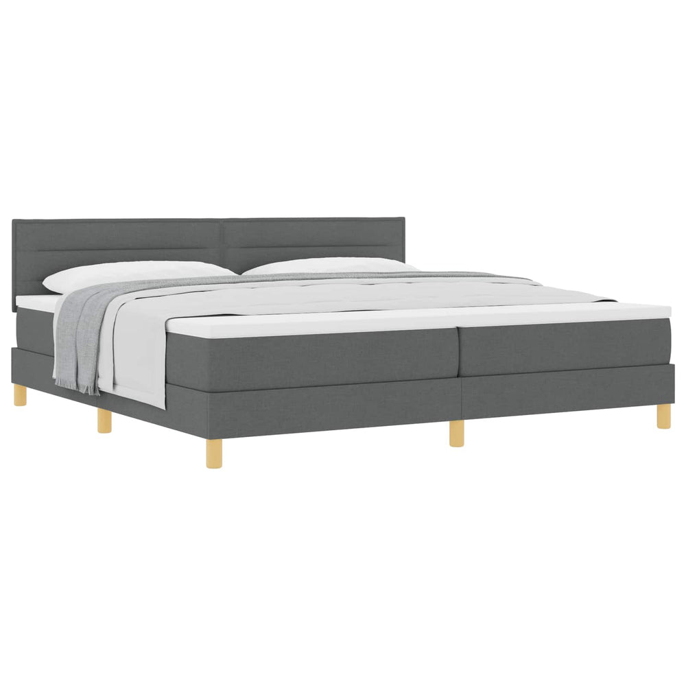 vidaXL Box Spring Bed with Pillows Dark Gray 200 x 200 cm Fabric