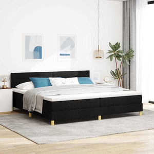 vidaXL Box Spring Bed with Pillows Black 200 x 200 cm Fabric