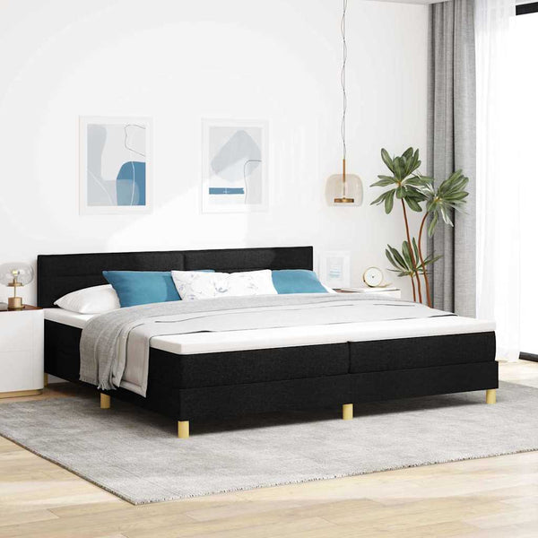 vidaXL Box Spring Bed with Pillows Black 200 x 200 cm Fabric