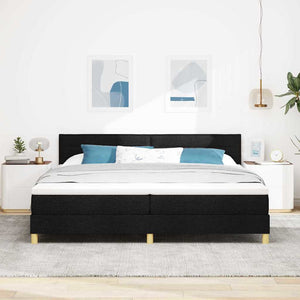 vidaXL Box Spring Bed with Pillows Black 200 x 200 cm Fabric